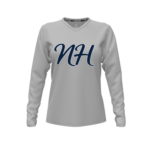 [FTLVCFGY-FYXS-LOGO2] Decker Comfort T-Shirt (Female Youth XS, Gray, V Neck, Logo 2, Long Sleeve)