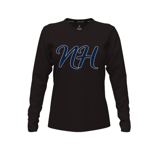 [FTLVPTBK-FYXS-LOGO2] Decker Performance T-Shirt (Female Youth XS, Black, V Neck, Logo 2, Long Sleeve)